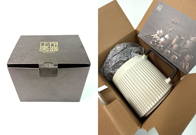 直紋泡茶杯550ml-粉引白（杯、茶濾內膽、蓋子三件式）